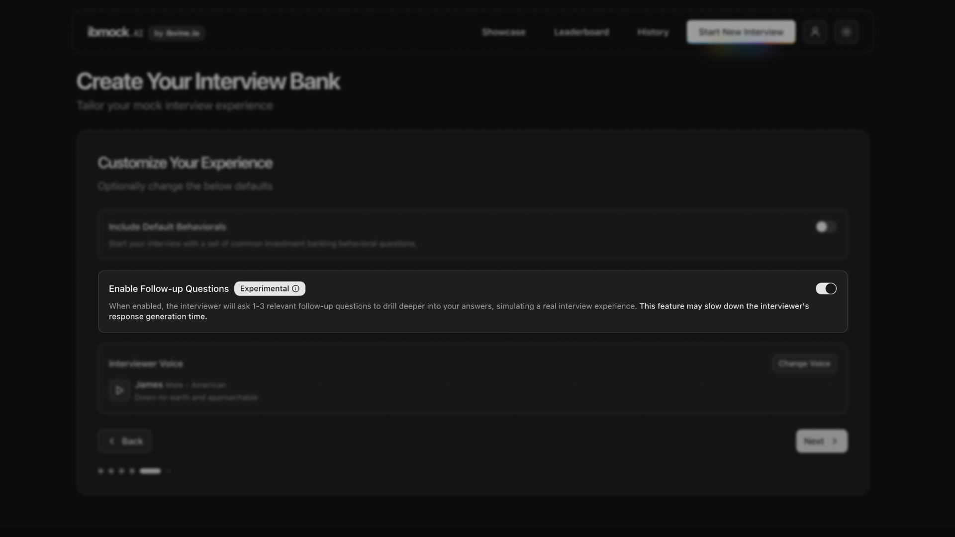 Enable Follow-up Questions toggle in the interview configuration